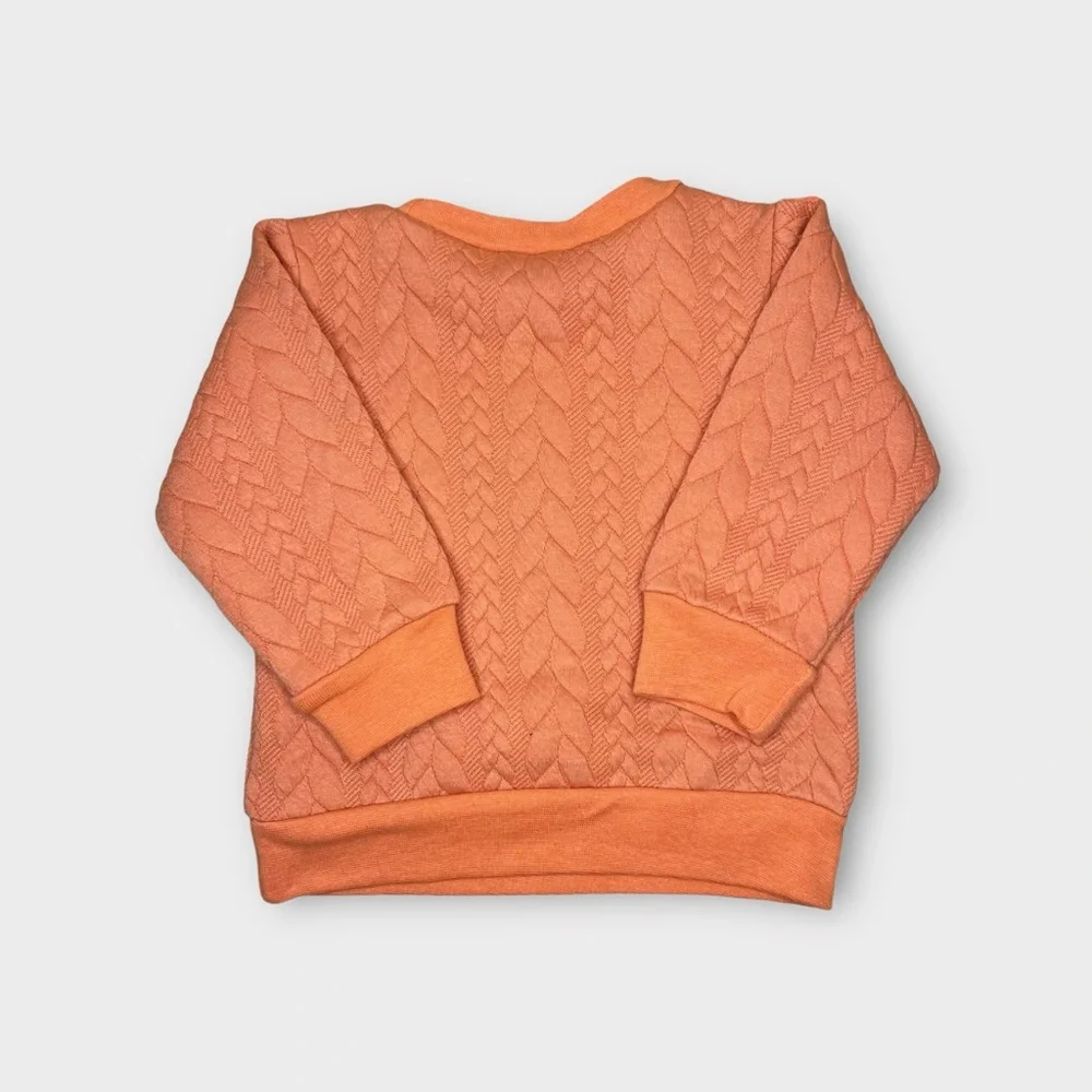 Shein 2 Piece Quilted Orange Cream Sweater & Jogger Set